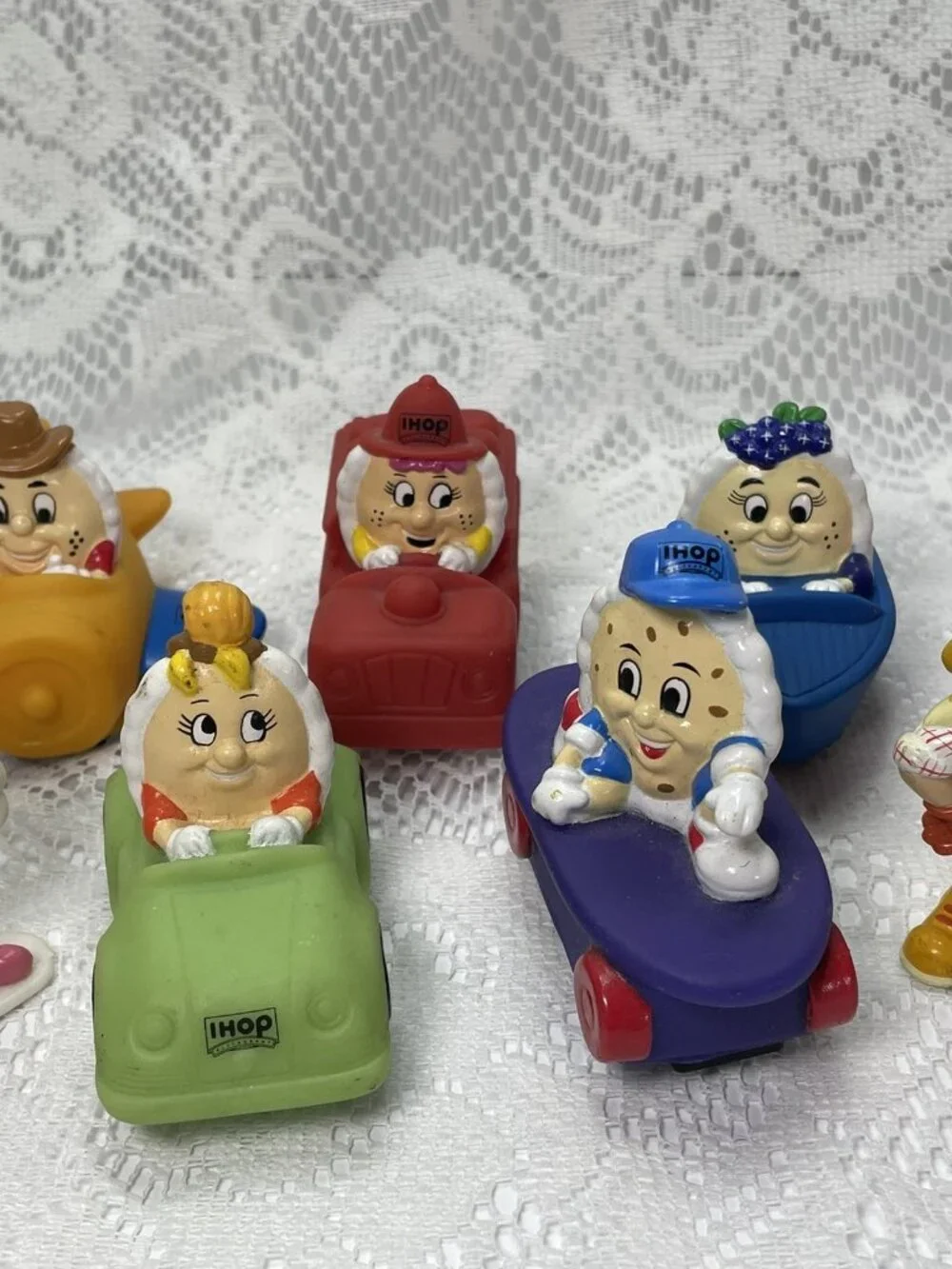 Vintage Lot Of 8 IHOP Restaurant PVC Toy Figures Driving Cars from 1996